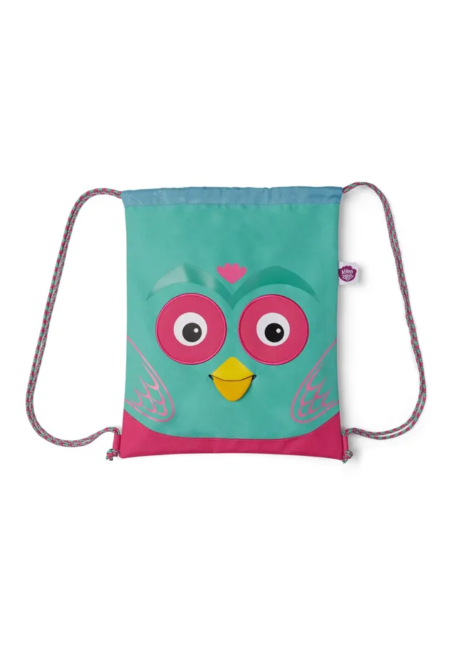 affenzahn-eule-kinder-turnbeutel-sportbeutel-blau-pink-aus-recyceltem-pet image 1