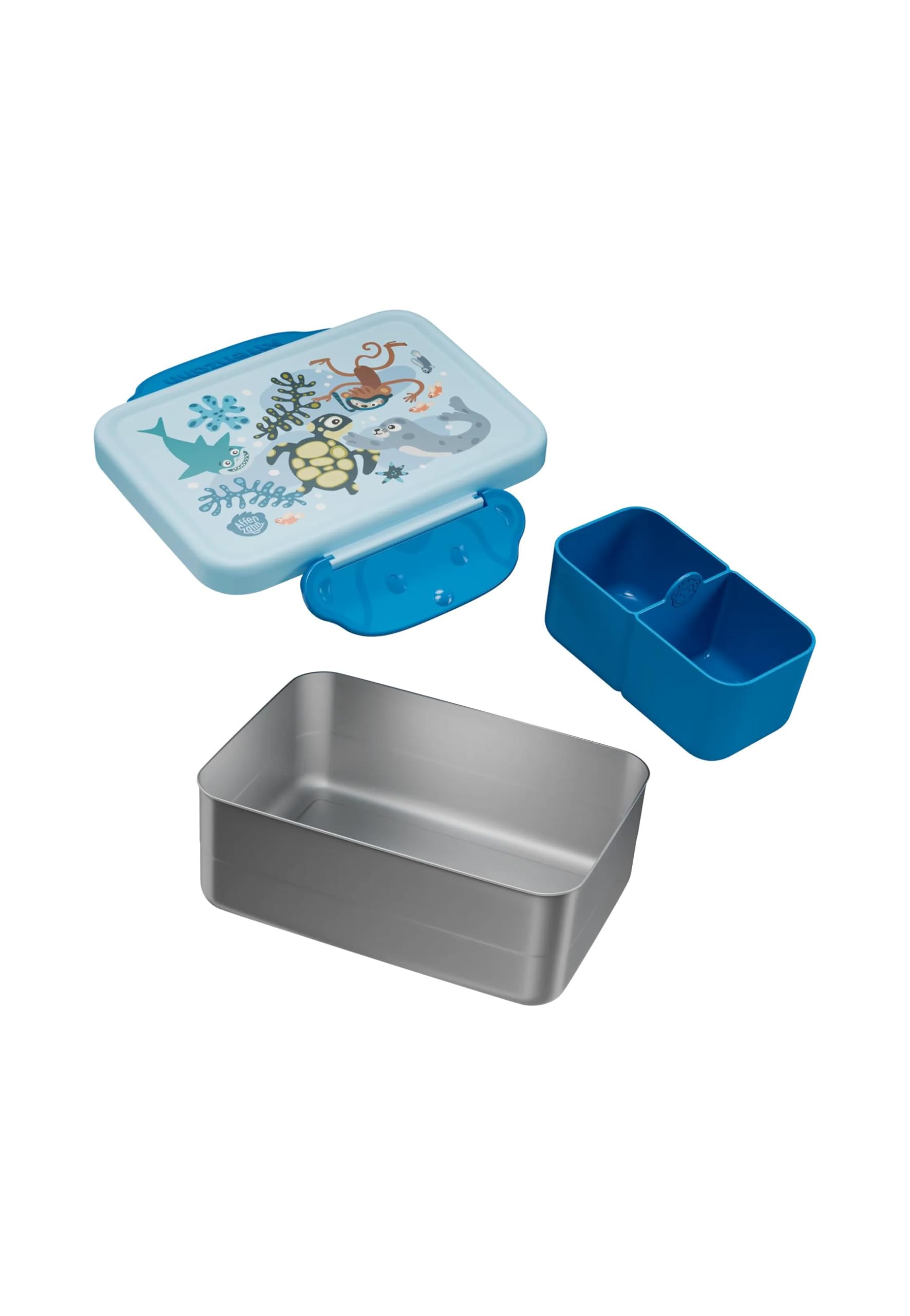 affenzahn-edelstahl-brotdose-mit-trennfach-unendliche-unterwasserwelt-blau image 5