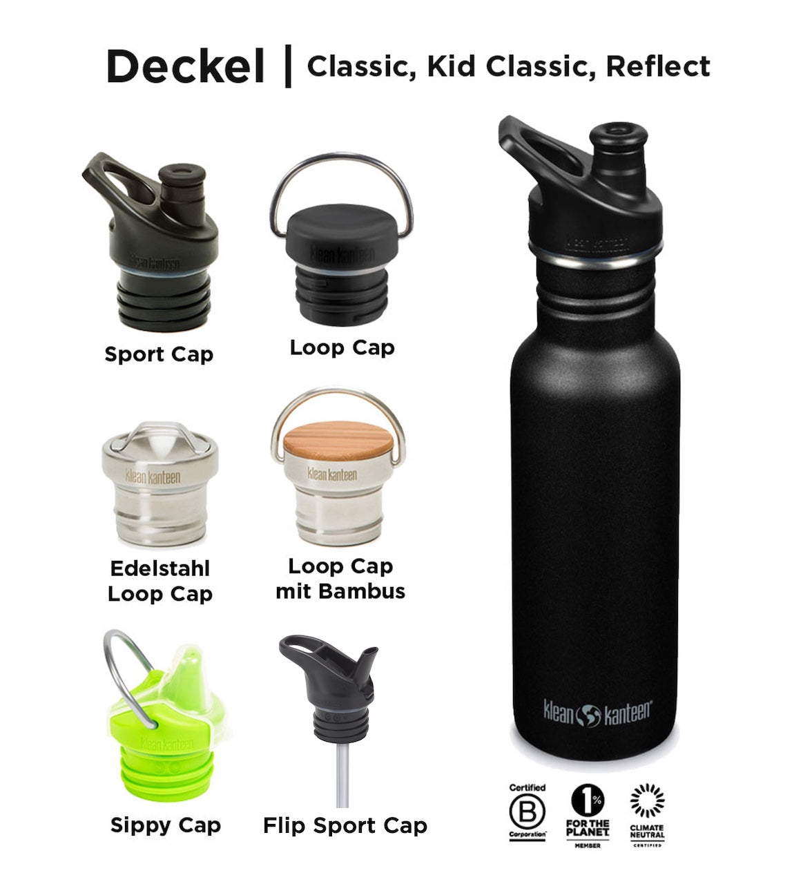 klean-kanteen-classic-edelstahl-trinkflasche-532-ml-mit-sport-cap image 3