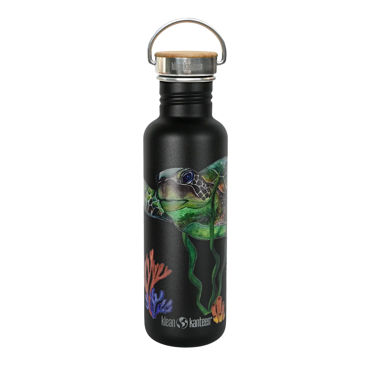 klean-kanteen-classic-edelstahl-trinkflasche-turtle-foundation-800-ml-bambus-sch image 1