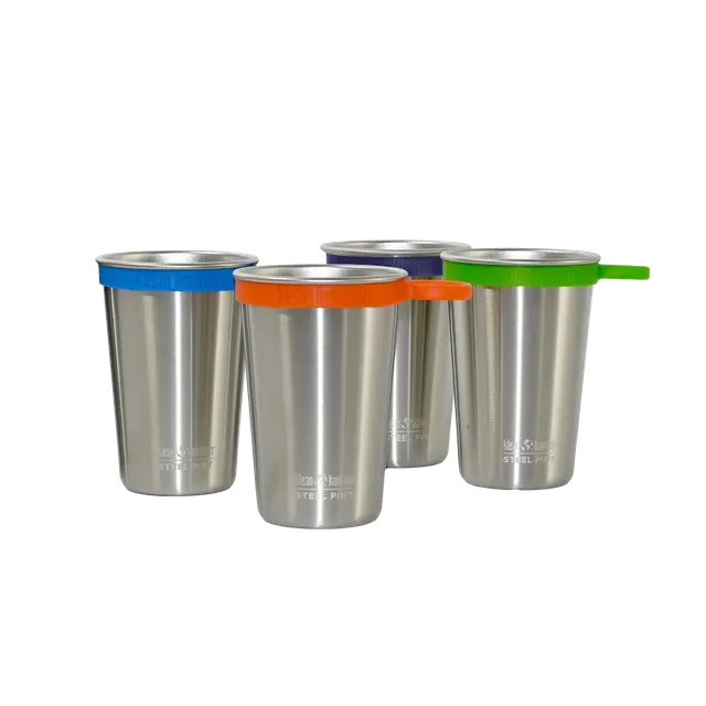 klean-kanteen-pint-cup-trinkbecher-473-ml-4er-set-mit-silikon-trageringen image 1
