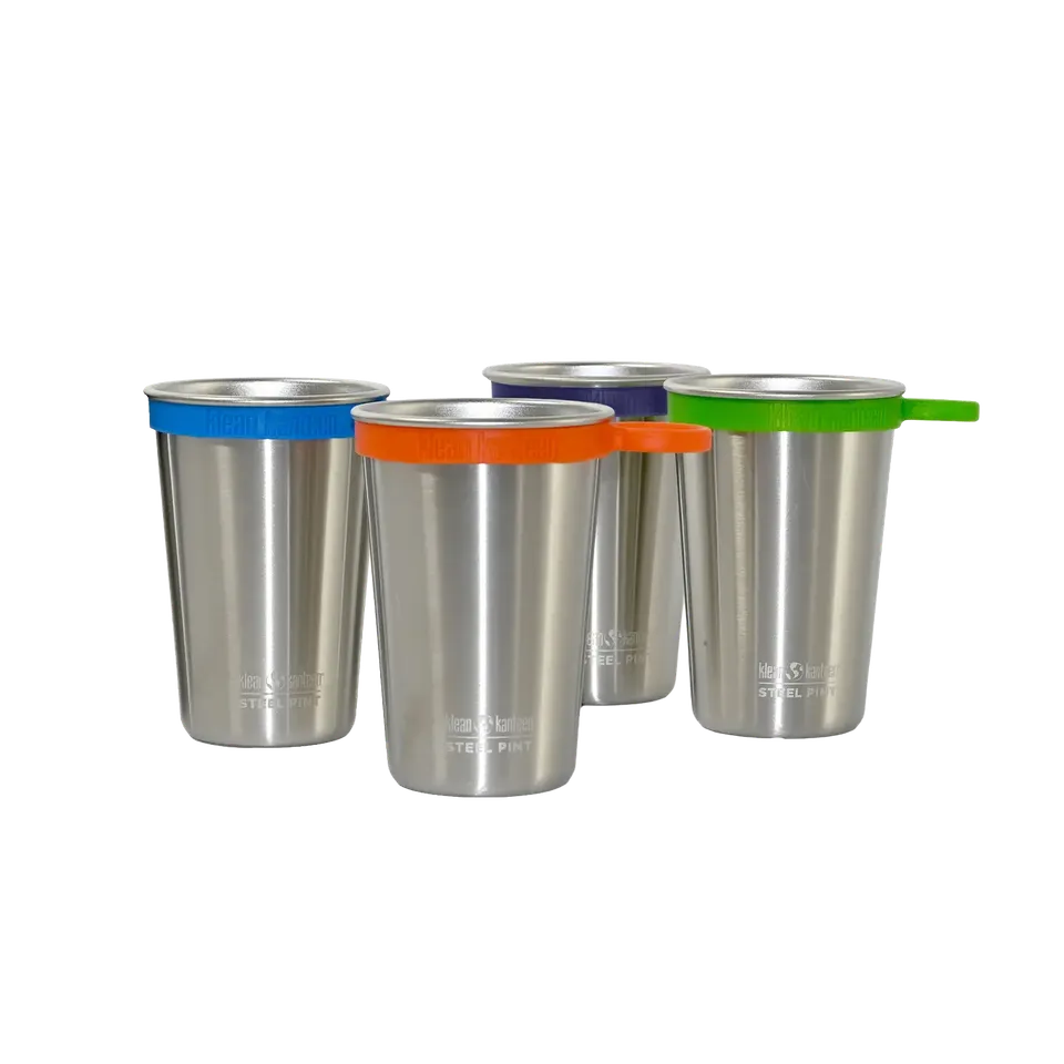 klean-kanteen-pint-cup-trinkbecher-473-ml-4er-set-mit-silikon-trageringen image 1