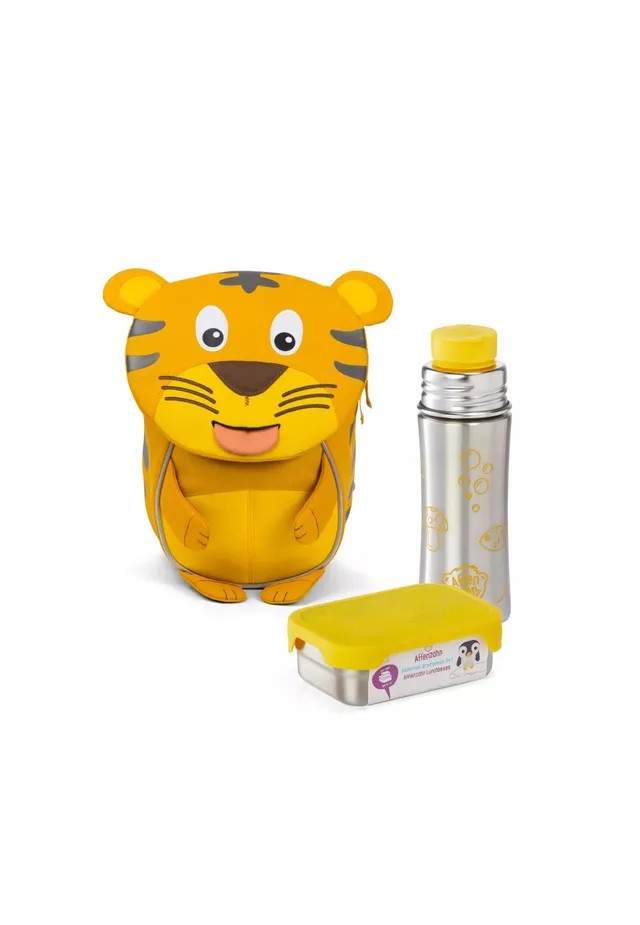 affenzahn-kleiner-freund-bundle-tiger-gelb-kita-rucksack-set-mit-trinkflasche-un image 1