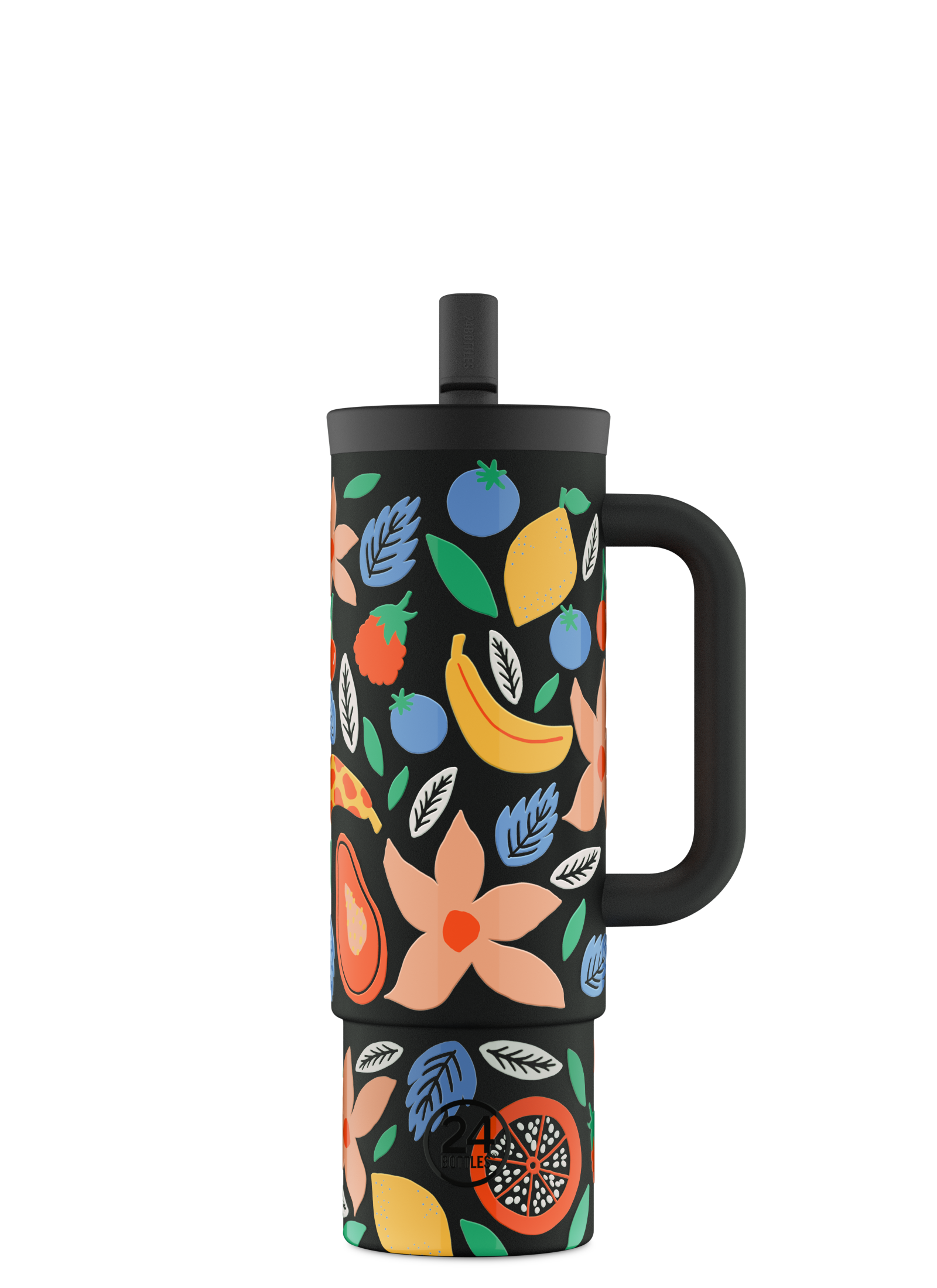 24bottles-straw-cup-tropical-noir-trinkflasche-mit-strohhalm-800-ml image 1