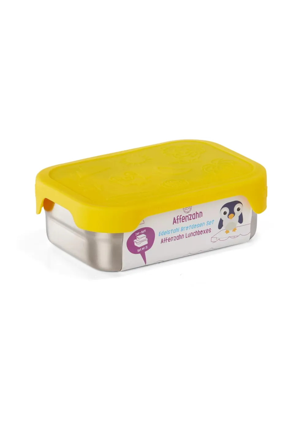 affenzahn-edelstahl-brotdose-tiger-gelb-inkl-snack-box image 1