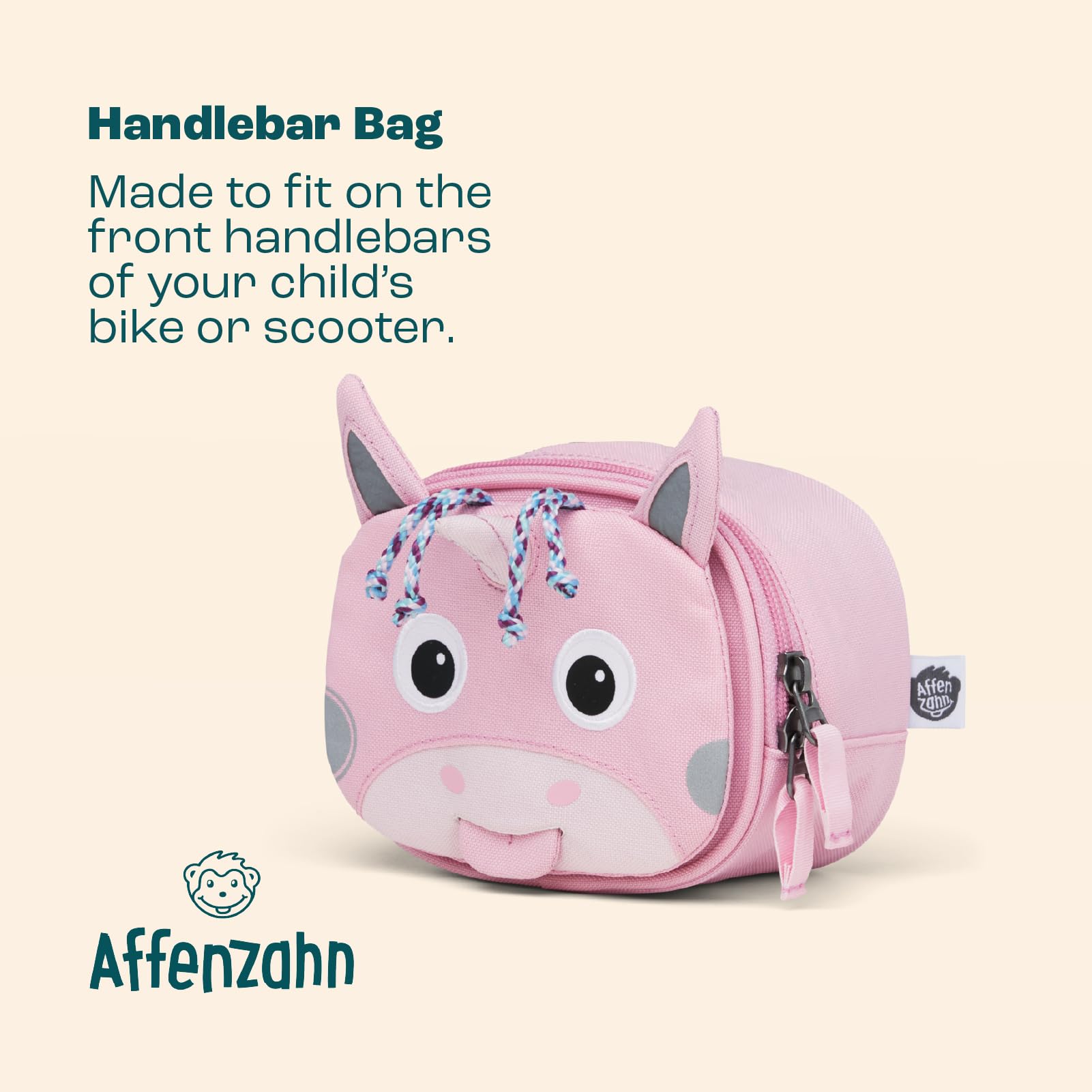 affenzahn-lenkertasche-einhorn-rosa-mit-klett-f-r-fahrrad image 2