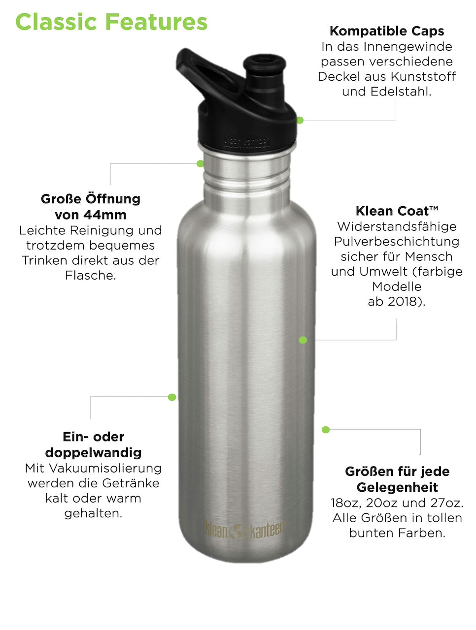klean-kanteen-classic-592-ml-isolierflasche-mit-loop-cap image 6