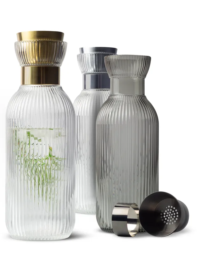 mameido-wasserkaraffe-glas-mundgeblasen-mit-sieb-ausgie-er image 1