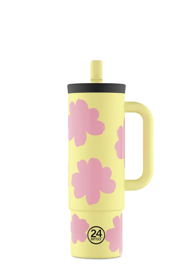 24bottles-straw-cup-daydreaming-yellow-800-ml-isolierter-becher-mit-strohhalm image 1