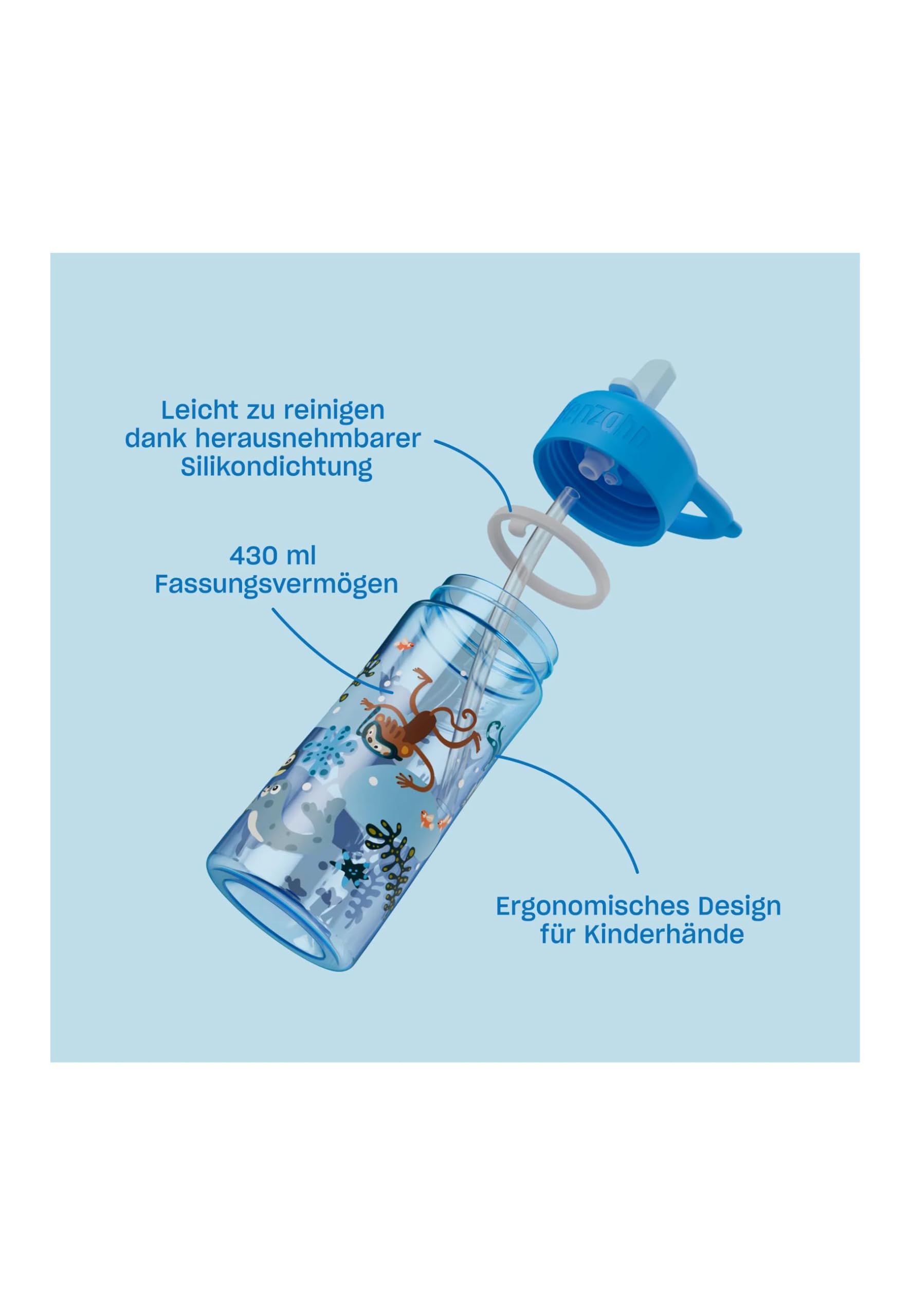 affenzahn-trinkflasche-430ml-unendliche-unterwasserwelt-blau-wiederverwendbar image 2
