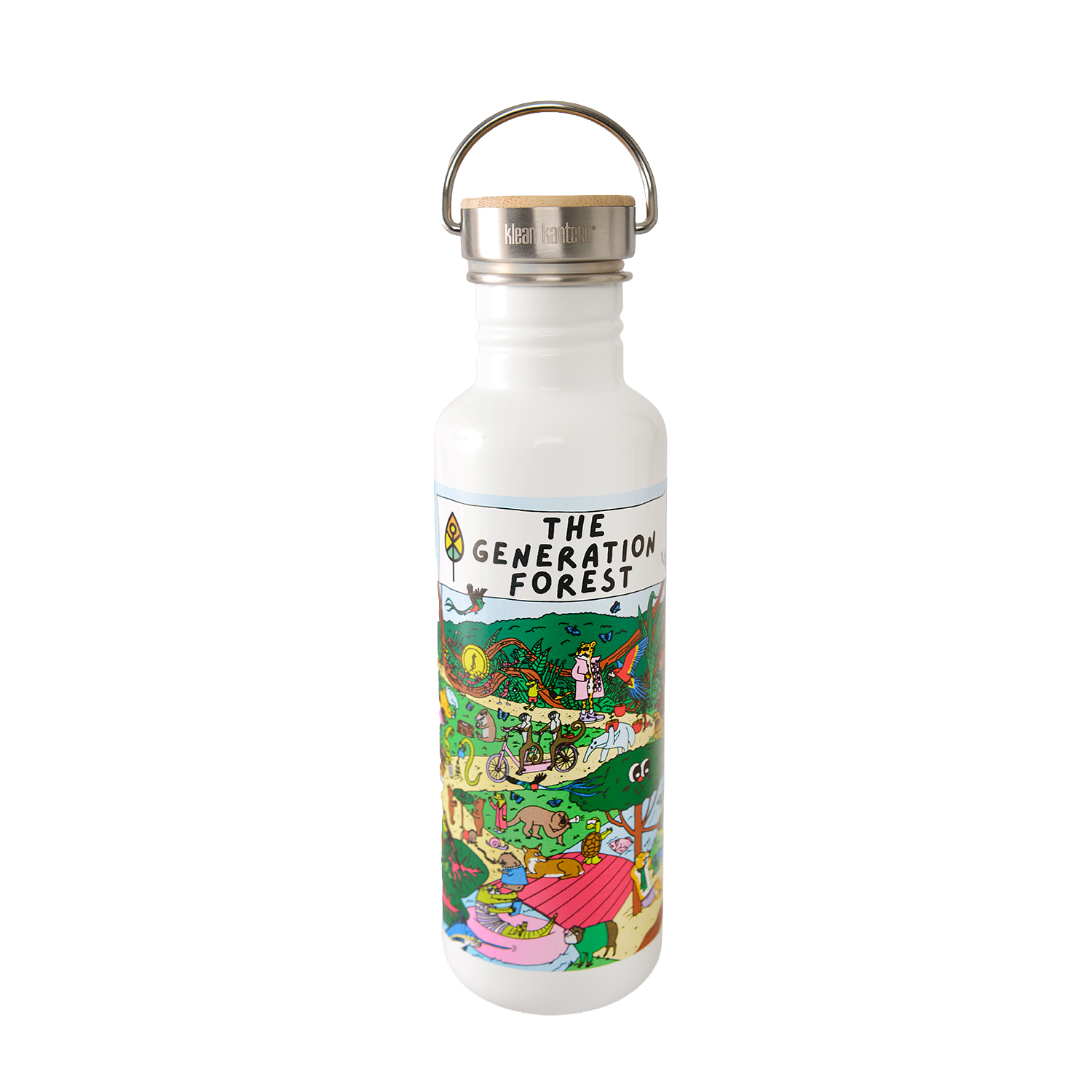 klean-kanteen-classic-trinkflasche-generationenwald-800ml-mit-bambus-verschluss image 3