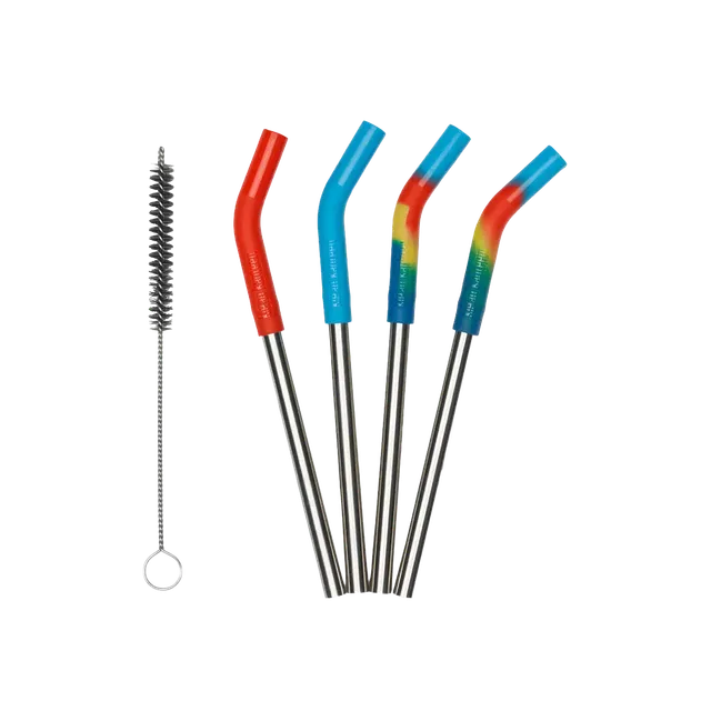 klean-kanteen-edelstahl-trinkhalme-kurz-4er-set-8-mm-mit-b-rste image 1