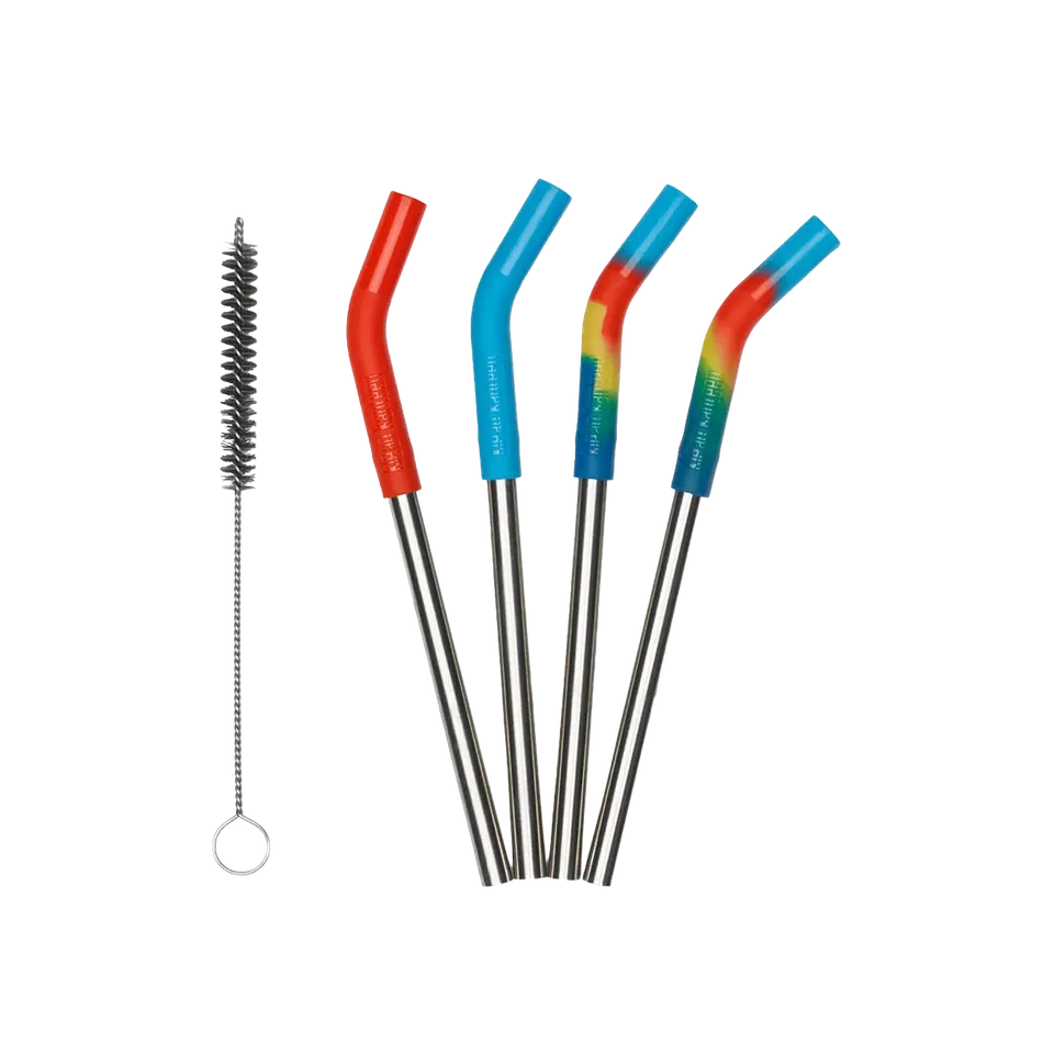 klean-kanteen-edelstahl-trinkhalme-kurz-4er-set-8-mm-mit-b-rste image 1