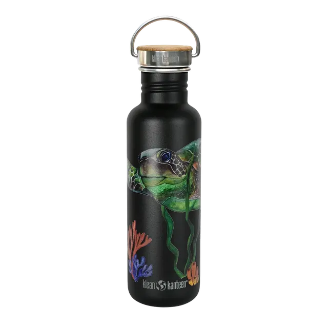 klean-kanteen-classic-edelstahl-trinkflasche-turtle-foundation-800-ml-bambus-sch image 1