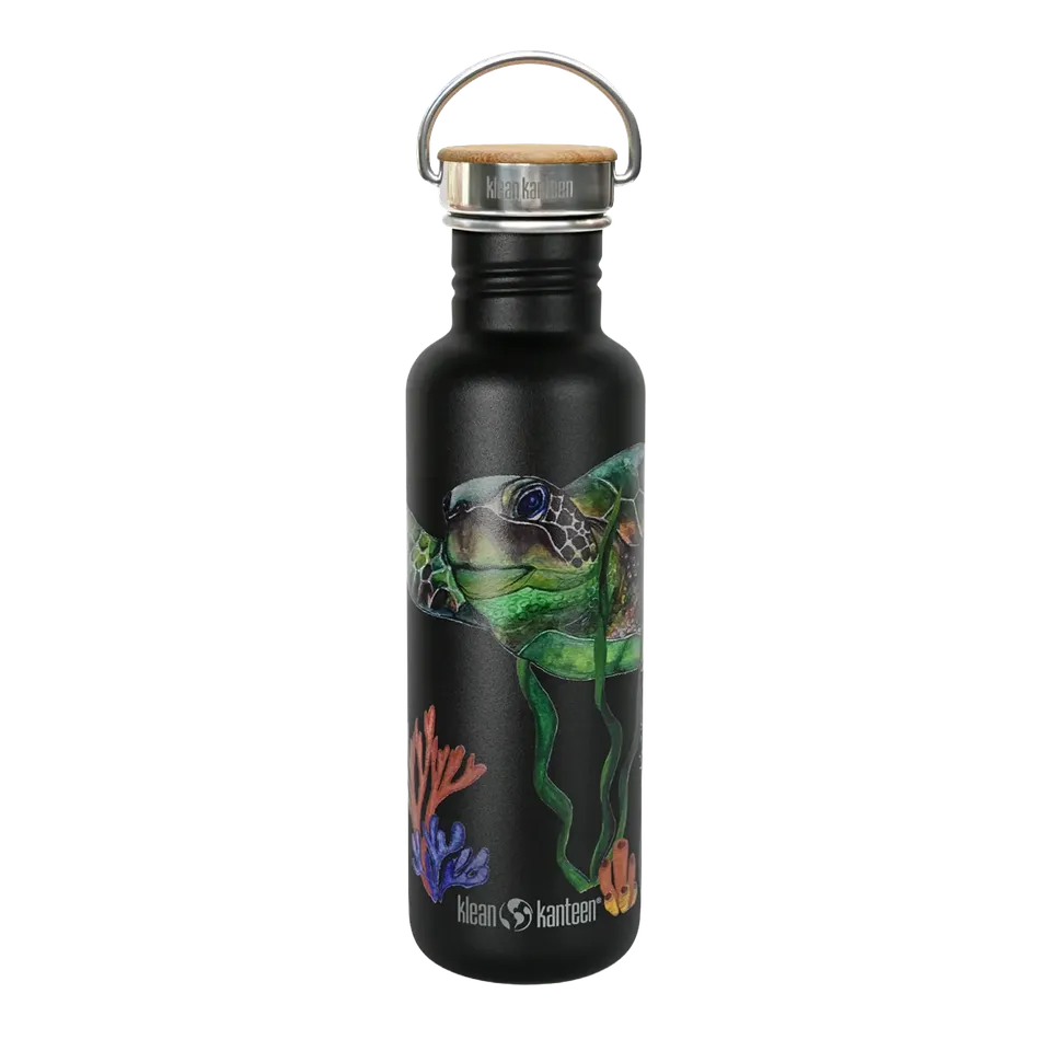 klean-kanteen-classic-edelstahl-trinkflasche-turtle-foundation-800-ml-bambus-sch image 1