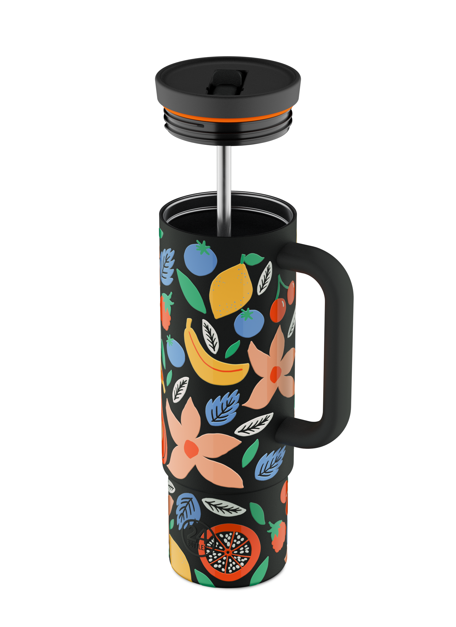 24bottles-straw-cup-tropical-noir-trinkflasche-mit-strohhalm-800-ml image 2