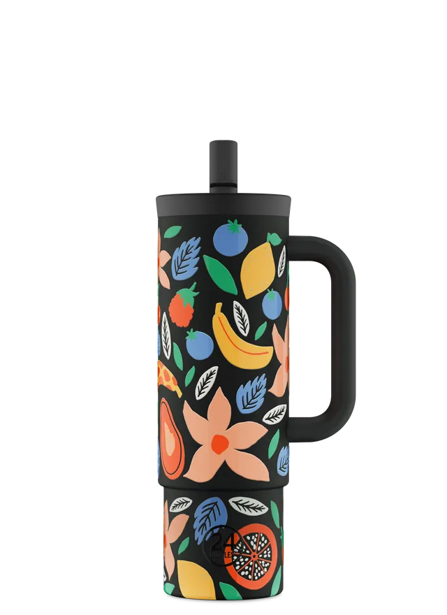 24bottles-straw-cup-tropical-noir-trinkflasche-mit-strohhalm-800-ml image 1
