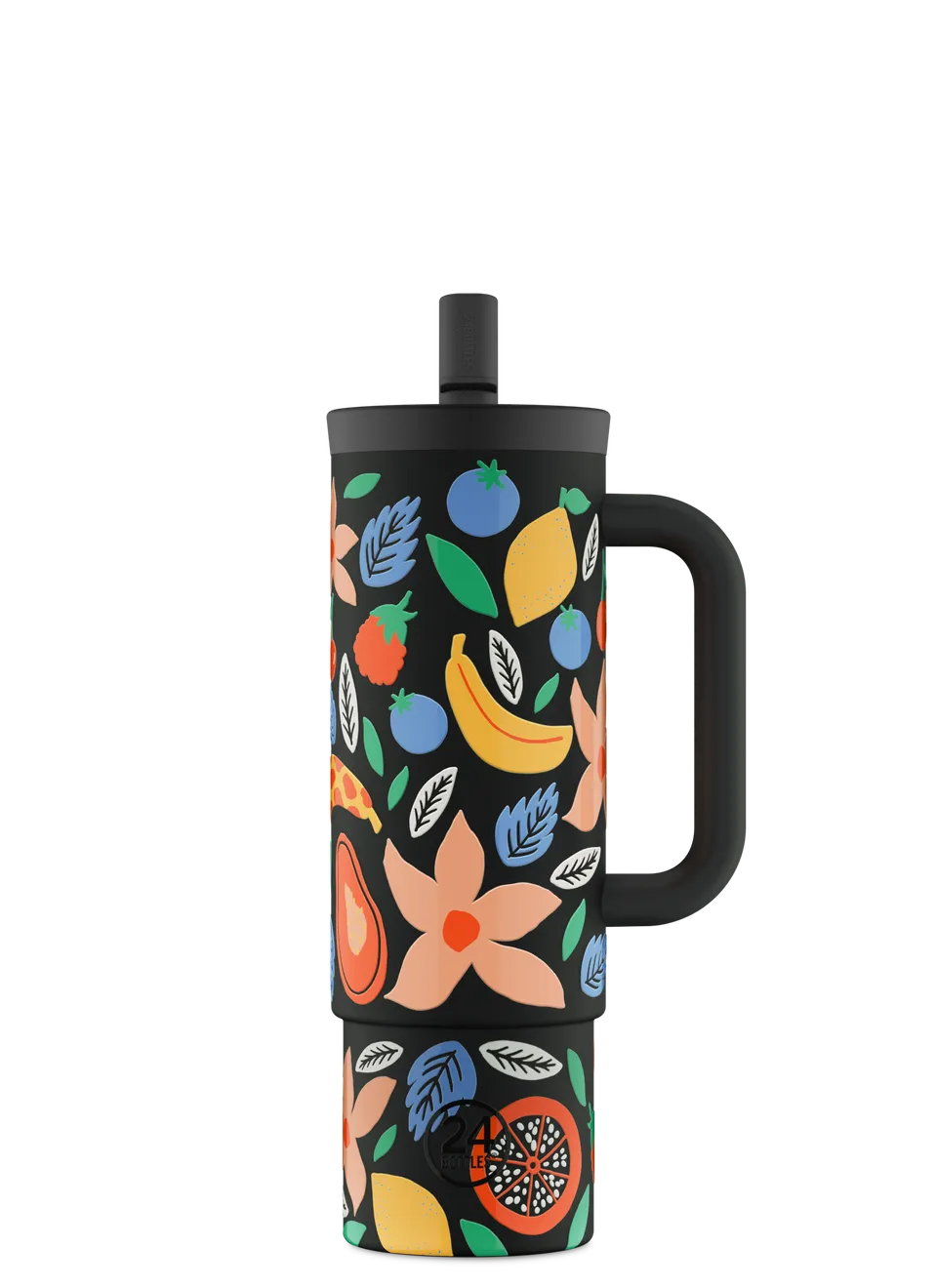 24bottles-straw-cup-tropical-noir-trinkflasche-mit-strohhalm-800-ml image 1