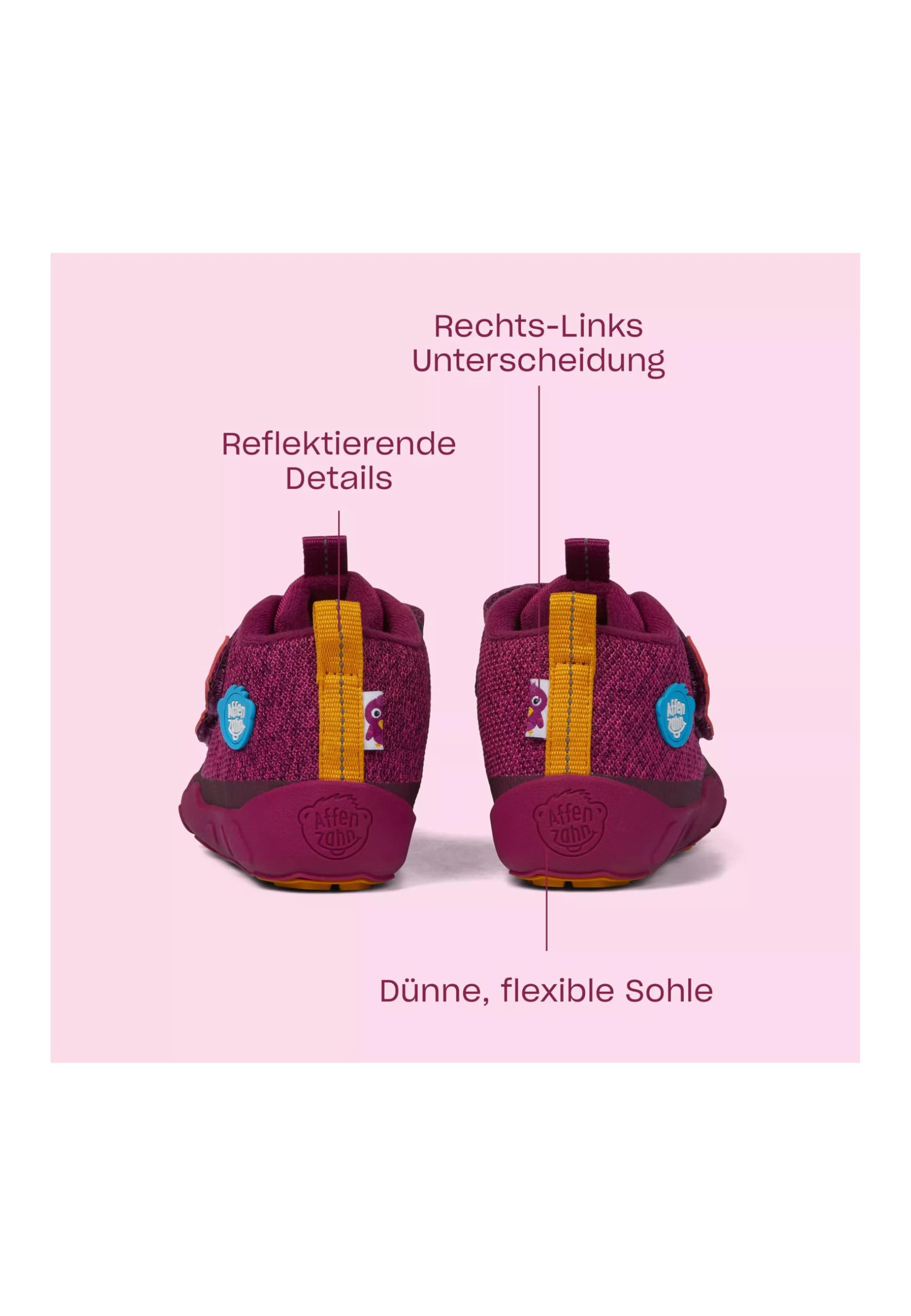 affenzahn-low-boot-knit-happy-bergangsschuh-flamingo-pink-wasserdicht-gr-21-32 image 3