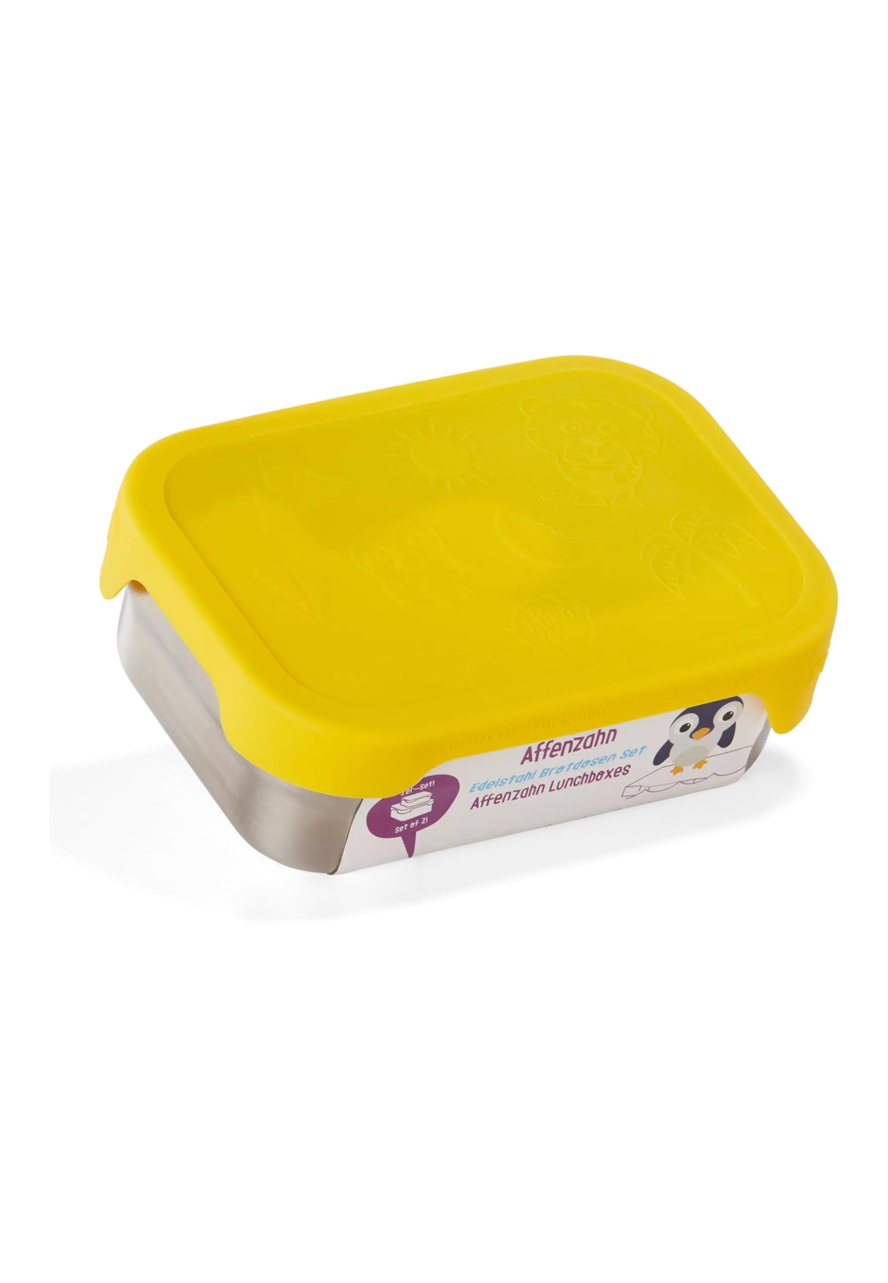 affenzahn-edelstahl-brotdose-tiger-gelb-inkl-snack-box image 2
