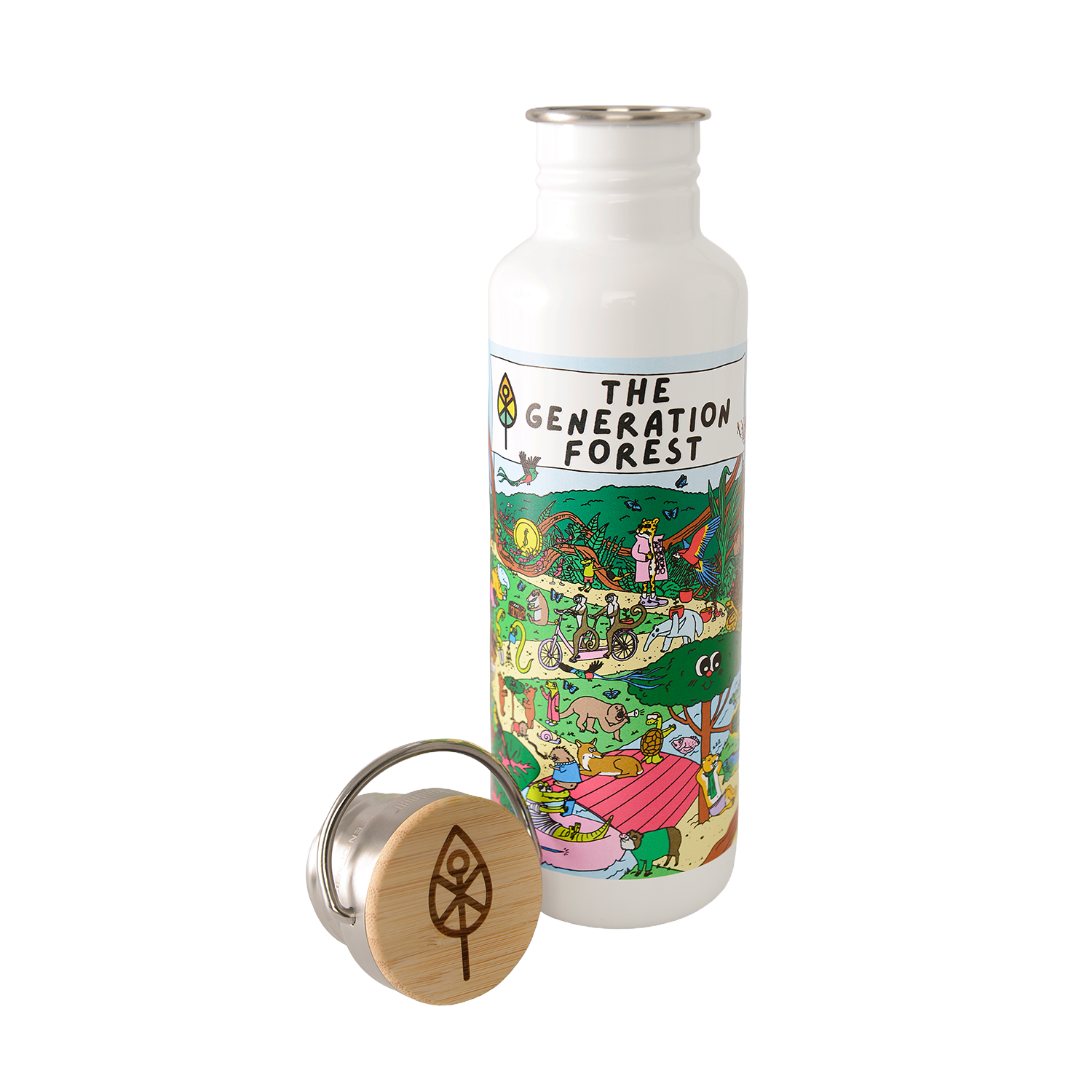 klean-kanteen-classic-trinkflasche-generationenwald-800ml-mit-bambus-verschluss image 1