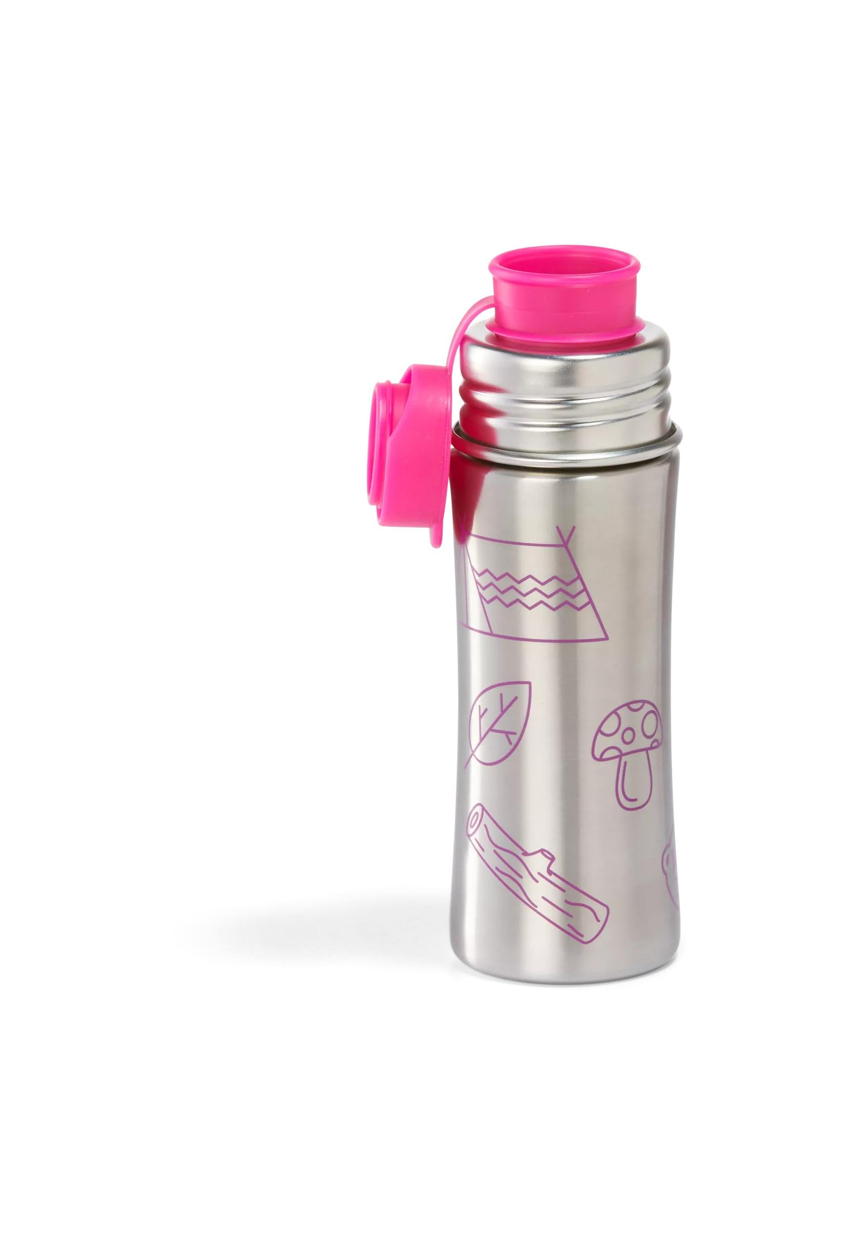 affenzahn-kleiner-freund-edelstahl-trinkflasche-330-ml-eule-rosa image 2