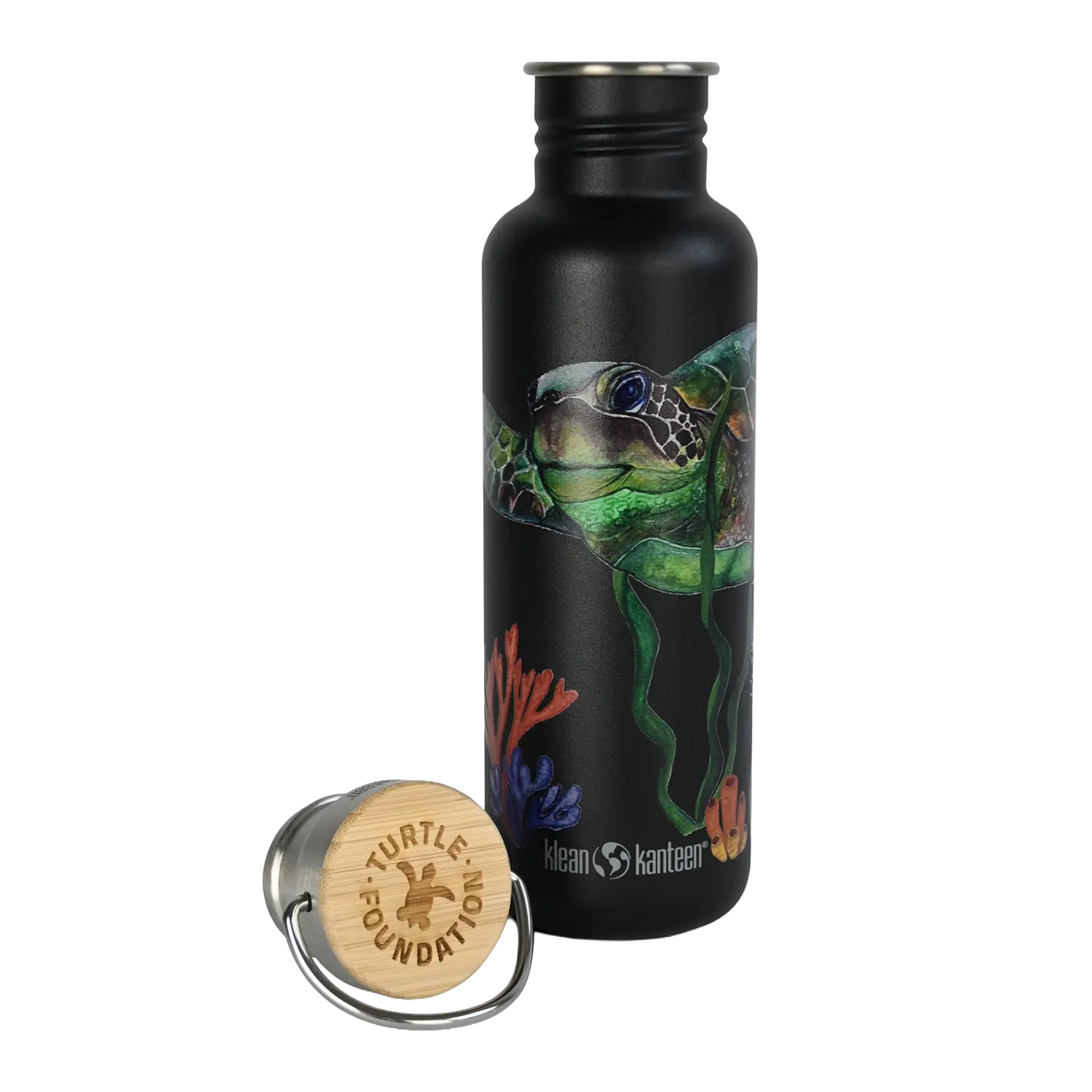 klean-kanteen-classic-edelstahl-trinkflasche-turtle-foundation-800-ml-bambus-sch image 2